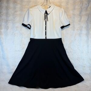 Karl Lagerfeld Paris Womens 8 Colorblock Peter Pan Collar Pearl Button Dress